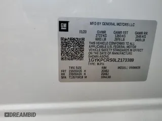 2020 Cadillac XT6 FWD Premium Luxury with VIN 1GYKPCRS0LZ173389, listed as a Copart auction lot 45647475 with 52,933 mi miles and Salvage Title. Bid and sale history available at carsss.com. Image 14.