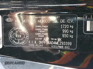 2021 Kia Forte EX with VIN 3KPF54AD4ME293399, listed as a Copart auction lot 48938755 with 154,901 mi miles and Salvage Title. Bid and sale history available at DreamBid. Image 13.