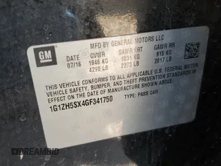 2016 Chevrolet Malibu Premier with VIN 1G1ZH5SX4GF341750, listed as a Copart auction lot 50006775 with 116,834 mi miles and Salvage Title. Bid and sale history available at DreamBid. Image 12.