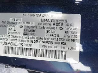 2010 Mazda CX-7 Touring with VIN JM3ER2W3XA0332724, listed as a IAAI auction lot 42039145 with 207,984 mi miles. Bid and sale history available at carsss.com. Image 9.
