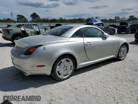 2002 Lexus SC 430 with VIN JTHFN48YX20018505, listed as a Copart auction lot 73966274 with Not Provided miles and Salvage Title. Bid and sale history available at DreamBid. Image 3.