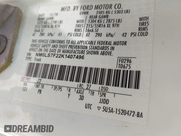 2019 Ford Transit Connect XLT with VIN NM0LS7F22K1407496, listed as a IAAI auction lot 42512969 with 131,919 mi miles and . Bid and sale history available at DreamBid. Image 9.
