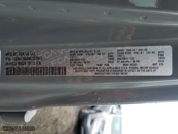 2022 Jeep Gladiator Texas Trail with VIN 1C6HJTAG0NL127941, listed as a Copart auction lot 86099954 with 24,408 mi miles and Salvage Title. Bid and sale history available at carsss.com. Image 12.