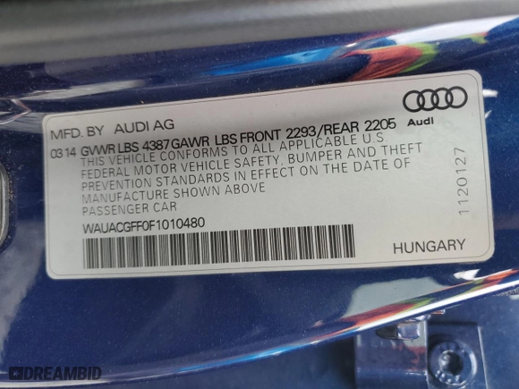 2015 Audi A3 1.8T Premium with VIN WAUACGFF0F1010480, listed as a Copart auction lot 48454795 with 74,693 mi miles and Salvage Title. Bid and sale history available at carsss.com. Image 12.