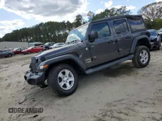 2019 Jeep Wrangler Unlimited Sport S with VIN 1C4HJXDG7KW670905, listed as a Copart auction lot 53114955 with 77,729 mi miles and Salvage title. Bid and sale history available at DreamBid. Image 1.
