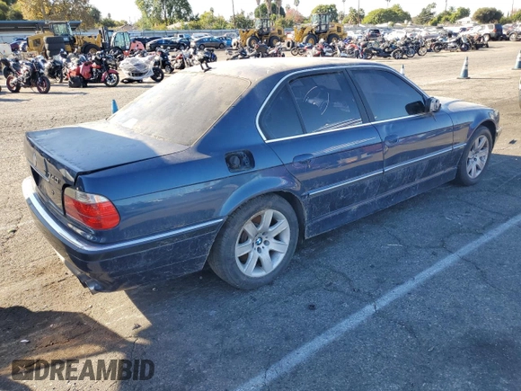 2001 BMW 7 Series 740i with VIN WBAGG83441DN88645, listed as a Copart auction lot 81618074 with Not provided miles and Clean title. Bid and sale history available at DreamBid. Image 3.