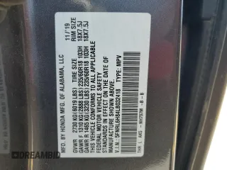 2020 Honda Odyssey Touring with VIN 5FNRL6H84LB032418, listed as a Copart auction lot 59118565 with Not provided miles and Salvage title. Bid and sale history available at DreamBid. Image 14.