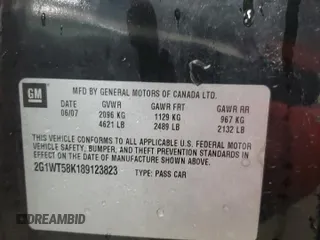 2008 Chevrolet Impala LT with VIN 2G1WT58K189123823, listed as a Copart auction lot 48226725 with 370,987 mi miles and Clean Title. Bid and sale history available at DreamBid. Image 12.