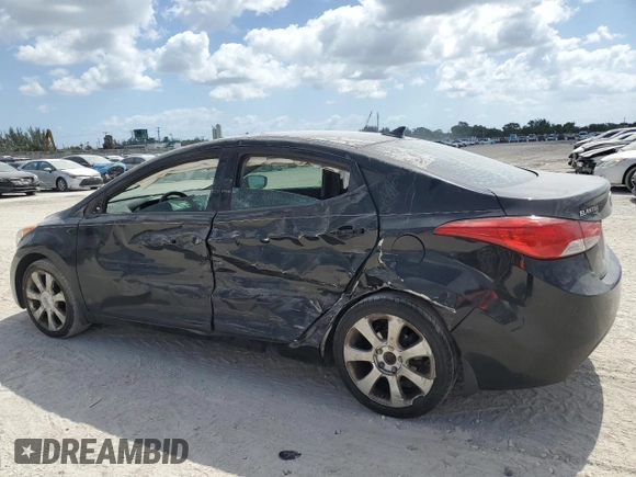 2013 Hyundai Elantra Limited with VIN KMHDH4AE4DU690826, listed as a Copart auction lot 55066595 with 75,059 mi miles and Salvage Title. Bid and sale history available at DreamBid. Image 2.