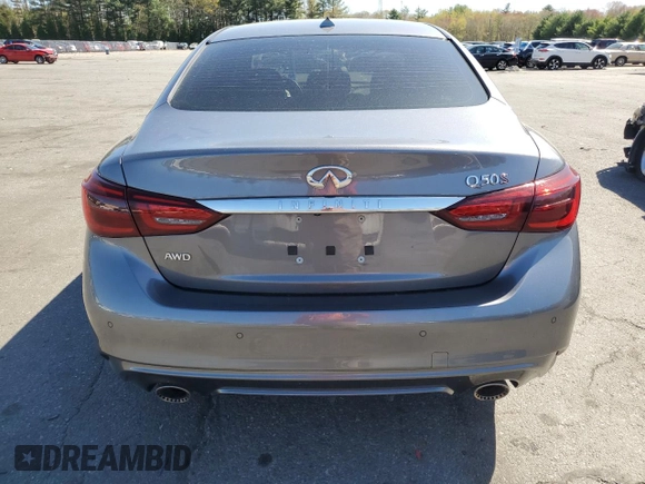 2020 Infiniti Q50 Red Sport 400 with VIN JN1FV7ARXLM660161, listed as a Copart auction lot 54141115 with 78,476 mi miles and Salvage title. Bid and sale history available at DreamBid. Image 6.