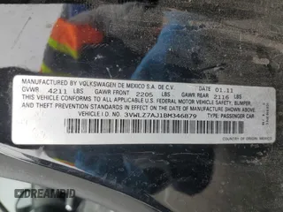 2011 Volkswagen Jetta SEL с VIN 3VWLZ7AJ1BM346879, выставлен на аукционе Copart как лот 55180955 с пробегом 202 256 миль миль и Списание • Salvage title. История ставок и продаж доступна на DreamBid. Изображение 12.