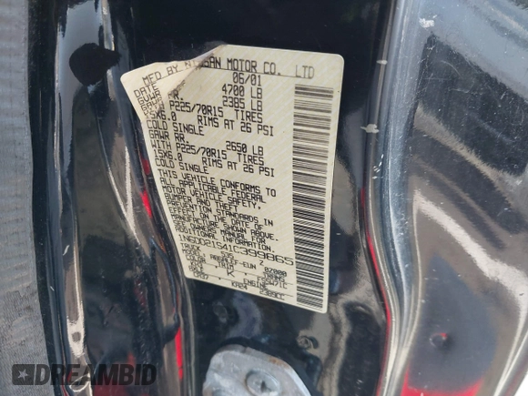 2001 Nissan Frontier XE z VIN 1N6DD21S41C399865, wystawiony jako IAAI lot #41569843 z przebiegiem Nie podano mil oraz . Historia ofert i sprzedaży dostępna na DreamBid. Obrazek 9.