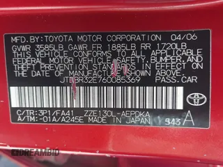2006 Toyota Corolla CE с VIN JTDBR32E760085369, выставлен на аукционе IAAI как лот 42256032 с пробегом 216 670 миль миль и . История ставок и продаж доступна на DreamBid. Изображение 9.