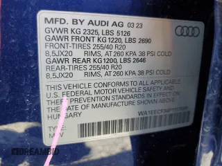 2023 Audi Q3 S line Premium Plus with VIN WA1EECF34P1117590, listed as a Copart auction lot 57404685 with 14,486 mi miles and Salvage title. Bid and sale history available at DreamBid. Image 13.