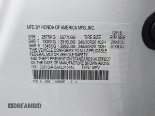 2019 Acura MDX w/Technology Pkg with VIN 5J8YD4H55KL016745, listed as a IAAI auction lot 41835318 with 61,011 mi miles. Bid and sale history available at carsss.com. Image 9.