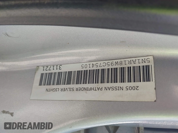 2005 Nissan Pathfinder SE with VIN 5N1AR18W95C754105, listed as a IAAI auction lot 42804550 with Not provided miles and . Bid and sale history available at DreamBid. Image 9.