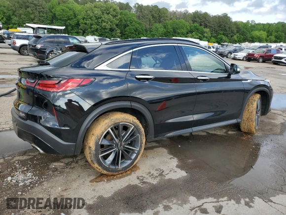 2025 Infiniti QX55 Luxe with VIN 3PCAJ5JRXSF106746, listed as a Copart auction lot 54404335 with 4,466 mi miles and Salvage title. Bid and sale history available at DreamBid. Image 3.