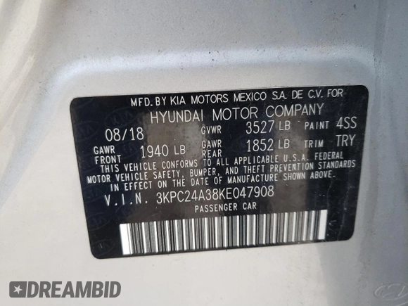 2019 Hyundai Accent SE with VIN 3KPC24A38KE047908, listed as a Copart auction lot 38424723 with 72,642 mi miles. Bid and sale history available at carsss.com. Image 14.