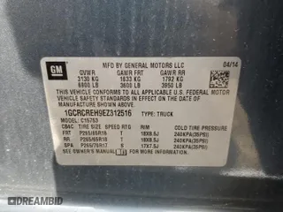 2014 Chevrolet Silverado 1500 LT with VIN 1GCRCREH9EZ312516, listed as a Copart auction lot 53658005 with 0 mi miles and Salvage Title. Bid and sale history available at carsss.com. Image 13.