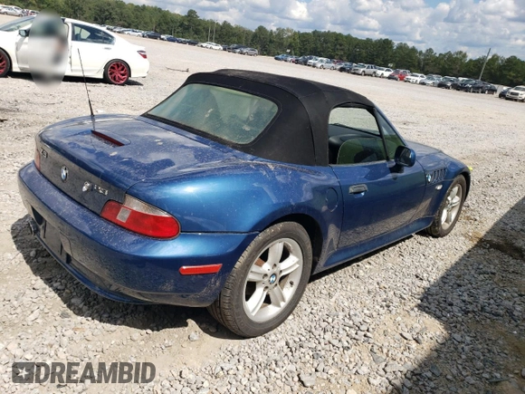 2000 BMW Z3 2.5L with VIN 4USCH9344YLG05011, listed as a Copart auction lot 73979264 with 91,684 mi miles and Salvage Title. Bid and sale history available at carsss.com. Image 3.