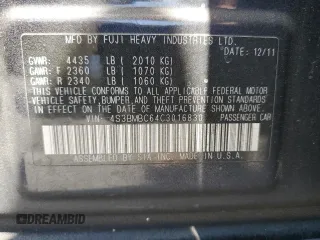 2012 Subaru Legacy Premium with VIN 4S3BMBC64C3016830, listed as a Copart auction lot 65947365 with 145,987 mi miles and Clean title. Bid and sale history available at DreamBid. Image 12.