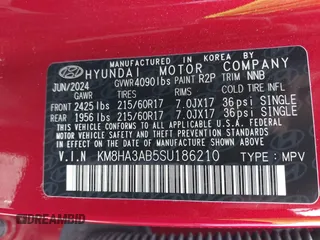 2025 Hyundai Kona SE с VIN KM8HA3AB5SU186210, выставлен на аукционе IAAI как лот 42150185 с пробегом 10 304 миль миль и . История ставок и продаж доступна на DreamBid. Изображение 9.