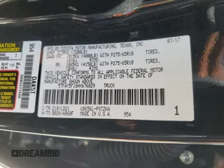 2017 Toyota Tundra Platinum z VIN 5TFAY5F18HX676029, wystawiony jako Copart lot #55206735 z przebiegiem 67 784 mil mil oraz Szkoda całkowita • Salvage title. Historia ofert i sprzedaży dostępna na DreamBid. Obrazek 12.