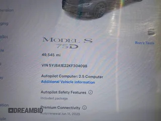 2019 Tesla Model S 75D с VIN 5YJSA1E22KF304098, выставлен на аукционе IAAI как лот 42293794 с пробегом 49 545 миль миль и . История ставок и продаж доступна на DreamBid. Изображение 7.