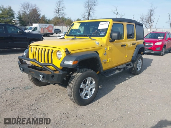 2019 Jeep Wrangler Unlimited Sport S with VIN 1C4HJXDG4KW579364, listed as a IAAI auction lot 41809318 with 22,370 mi miles and . Bid and sale history available at DreamBid. Image 18.