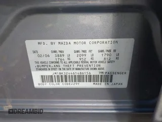 2006 Mazda 3 s with VIN JM1BK324461486156, listed as a IAAI auction lot 41967322 with 207,375 mi miles and . Bid and sale history available at DreamBid. Image 9.