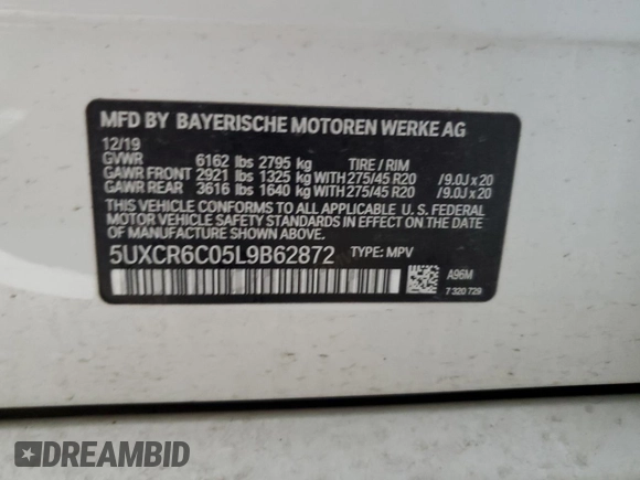 2020 BMW X5 xDrive40i z VIN 5UXCR6C05L9B62872, wystawiony jako Copart lot #47606985 z przebiegiem 85 791 mil mil oraz Szkoda całkowita • Salvage title. Historia ofert i sprzedaży dostępna na DreamBid. Obrazek 13.