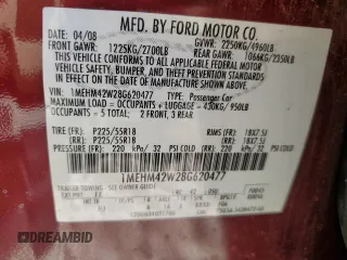 2008 Mercury Sable Premier с VIN 1MEHM42W28G620477, выставлен на аукционе Copart как лот 74179034 с пробегом 147 762 миль миль и Чистый • Clean title. История ставок и продаж доступна на DreamBid. Изображение 12.