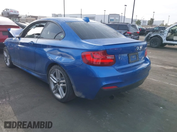 2015 BMW 2 Series 228i with VIN WBA1F5C59FVW98205, listed as a IAAI auction lot 41722804 with 91,879 mi miles. Bid and sale history available at carsss.com. Image 3.