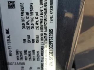 2023 Tesla Model 3 Performance z VIN 5YJ3E1EC2PF673505, wystawiony jako Copart lot #51285665 z przebiegiem 12 019 mil mil oraz Szkoda całkowita • Salvage title. Historia ofert i sprzedaży dostępna na DreamBid. Obrazek 12.