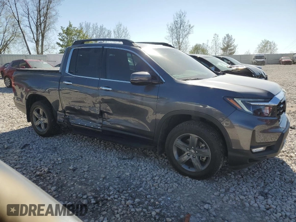 2023 Honda Ridgeline RTL-E with VIN 5FPYK3F74PB006003, listed as a Copart auction lot 55276305 with 26,095 mi miles and Clean title. Bid and sale history available at DreamBid. Image 4.