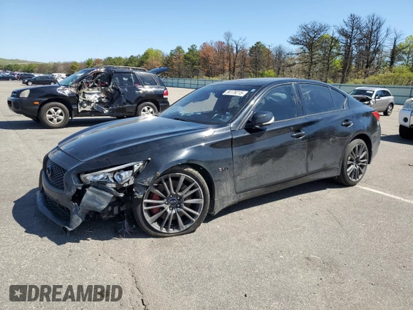 2017 Infiniti Q50 Red Sport 400 z VIN JN1FV7AR1HM870851, wystawiony jako Copart lot #56178215 z przebiegiem 106 468 mil mil oraz Nie do naprawy • Non repairable. Historia ofert i sprzedaży dostępna na DreamBid. Obrazek 1.