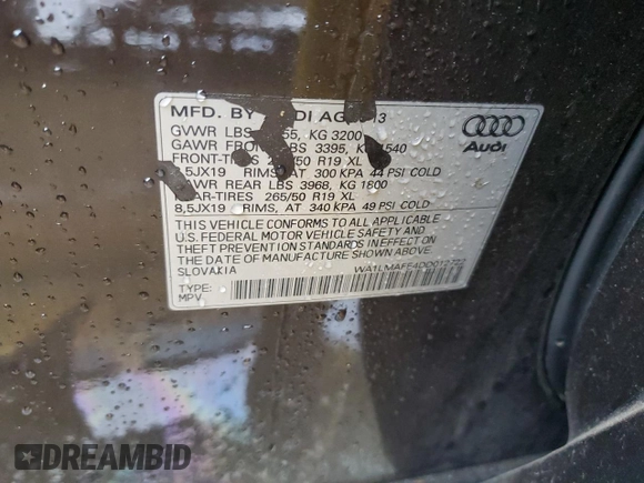2013 Audi Q7 3.0L TDI Premium Plus with VIN WA1LMAFE4DD012722, listed as a Copart auction lot 45210685 with 161,082 mi miles and Clean Title. Bid and sale history available at carsss.com. Image 13.