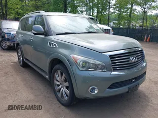 2011 Infiniti QX56 7-passenger with VIN JN8AZ2NEXB9000116, listed as a IAAI auction lot 42159602 with 119,325 mi miles. Bid and sale history available at carsss.com. Image 1.
