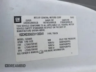 2003 Chevrolet Express Cargo z VIN 1GCHG35U231130341, wystawiony jako IAAI lot #41927806 z przebiegiem 260 934 mil mil oraz . Historia ofert i sprzedaży dostępna na DreamBid. Obrazek 9.