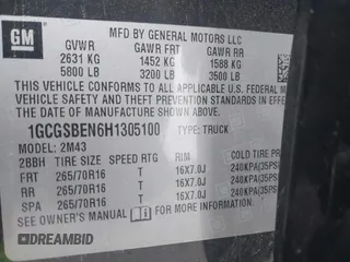 2017 Chevrolet Colorado 2WD WT with VIN 1GCGSBEN6H1305100, listed as a IAAI auction lot 41738071 with 83,280 mi miles and . Bid and sale history available at DreamBid. Image 9.