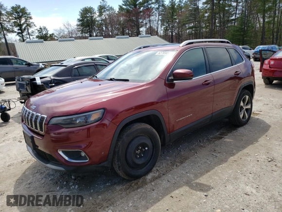 2019 Jeep Cherokee Limited with VIN 1C4PJMDX9KD231050, listed as a Copart auction lot 52769005 with 180,645 mi miles and Salvage Title. Bid and sale history available at carsss.com. Image 1.