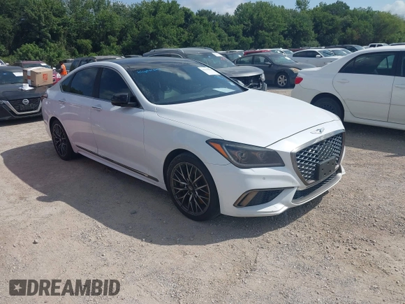2018 Genesis G80 Sport with VIN KMHGN4JB5JU223891, listed as a IAAI auction lot 42559899 with 156,603 mi miles and . Bid and sale history available at DreamBid. Image 1.