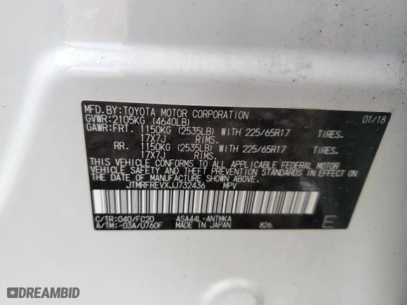 2018 Toyota RAV4 XLE with VIN JTMRFREVXJJ732436, listed as a Copart auction lot 49324395 with 41,374 mi miles and Salvage Title. Bid and sale history available at carsss.com. Image 15.