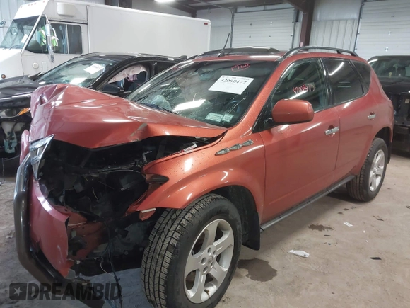 2003 Nissan Murano SL with VIN JN8AZ08W23W233886, listed as a IAAI auction lot 42000477 with 49,230 mi miles and . Bid and sale history available at DreamBid. Image 2.