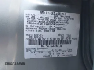 2007 Ford Five Hundred SEL with VIN 1FAFP24157G112188, listed as a IAAI auction lot 42092342 with 71,396 mi miles. Bid and sale history available at carsss.com. Image 9.