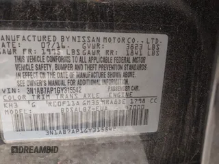 2016 Nissan Sentra SV with VIN 3N1AB7AP1GY315542, listed as a IAAI auction lot 41208517 with 32,158 mi miles and . Bid and sale history available at DreamBid. Image 9.