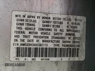 2013 Honda Fit with VIN JHMGE8H36DC062115, listed as a Copart auction lot 55342285 with 141,209 mi miles and Clean Title. Bid and sale history available at carsss.com. Image 12.