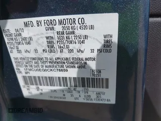 2012 Ford Escape Limited with VIN 1FMCU0EG0CKC78859, listed as a IAAI auction lot 42028584 with 115,121 mi miles and . Bid and sale history available at carsss.com. Image 9.