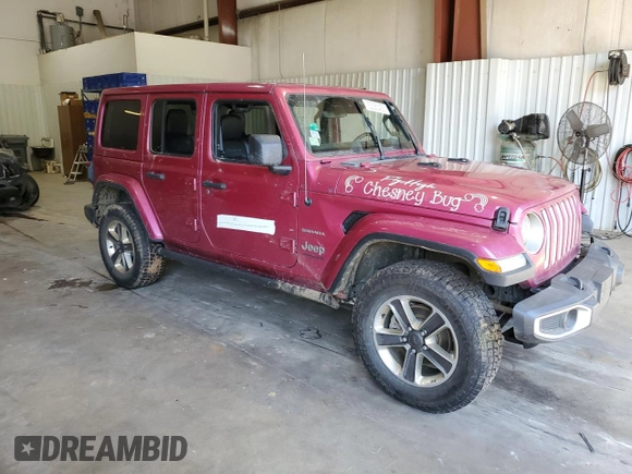 2022 Jeep Wrangler Unlimited Sahara with VIN 1C4HJXEN0NW106045, listed as a Copart auction lot 52383455 with 104,937 mi miles and Salvage title. Bid and sale history available at DreamBid. Image 4.