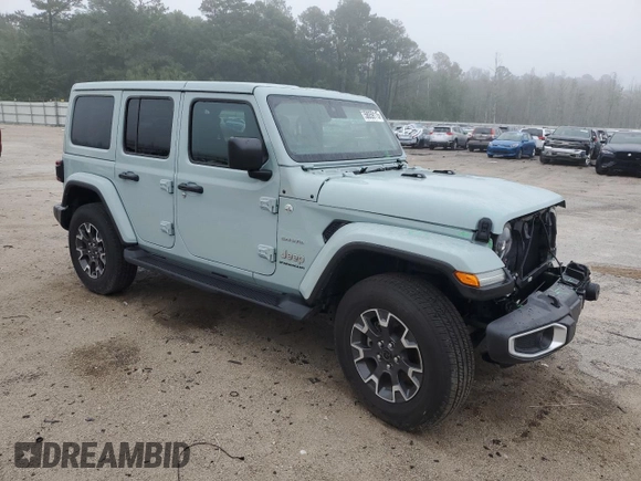 2024 Jeep Wrangler Sahara with VIN 1C4PJXEGXRW210206, listed as a Copart auction lot 58059115 with 14,492 mi miles and Salvage title. Bid and sale history available at DreamBid. Image 4.